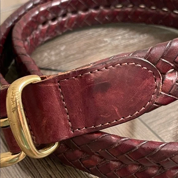 Coach Men’s Brown Braided Leather Belt Gold Brass Buckle 5922 Size 36” - Picture 4 of 16